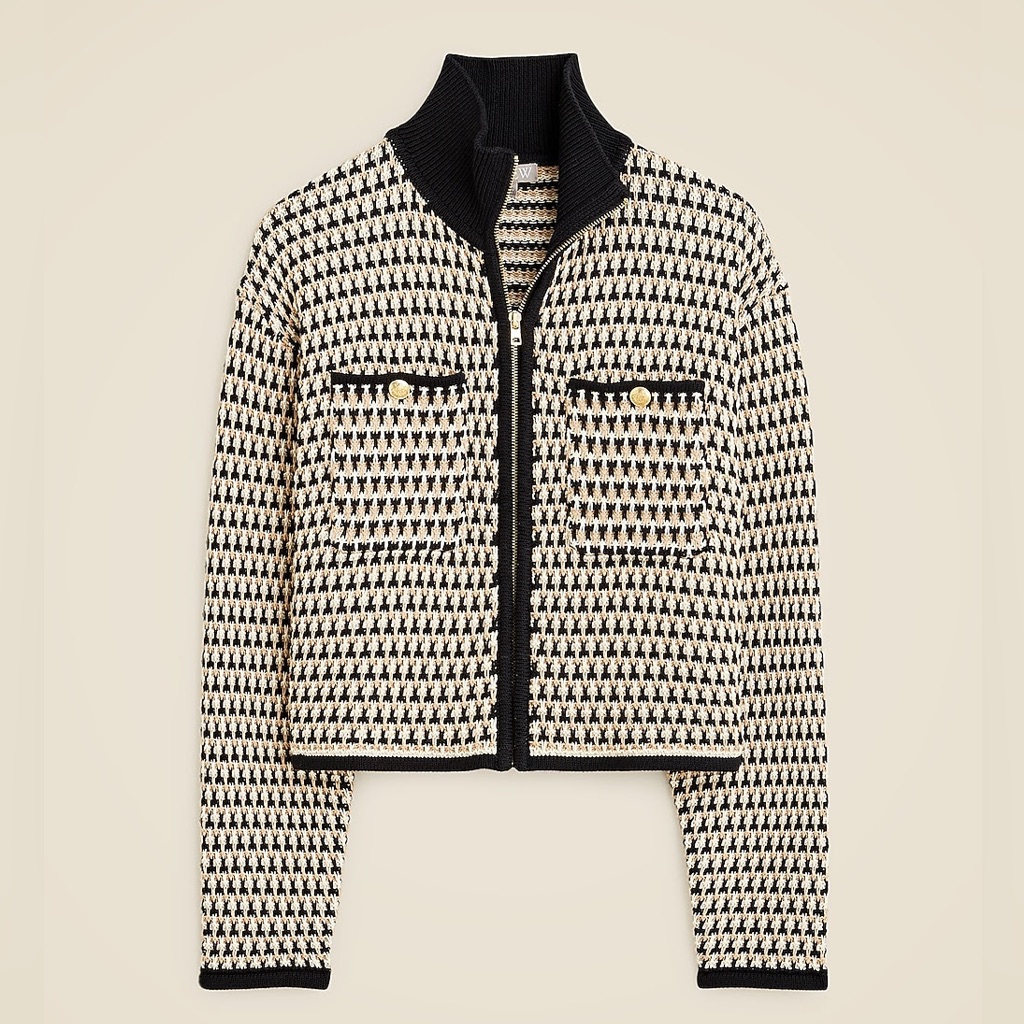 J. Crew Jacquard Sweater Jacket In Black Sandstone Antique | Size Xxl | Nwt